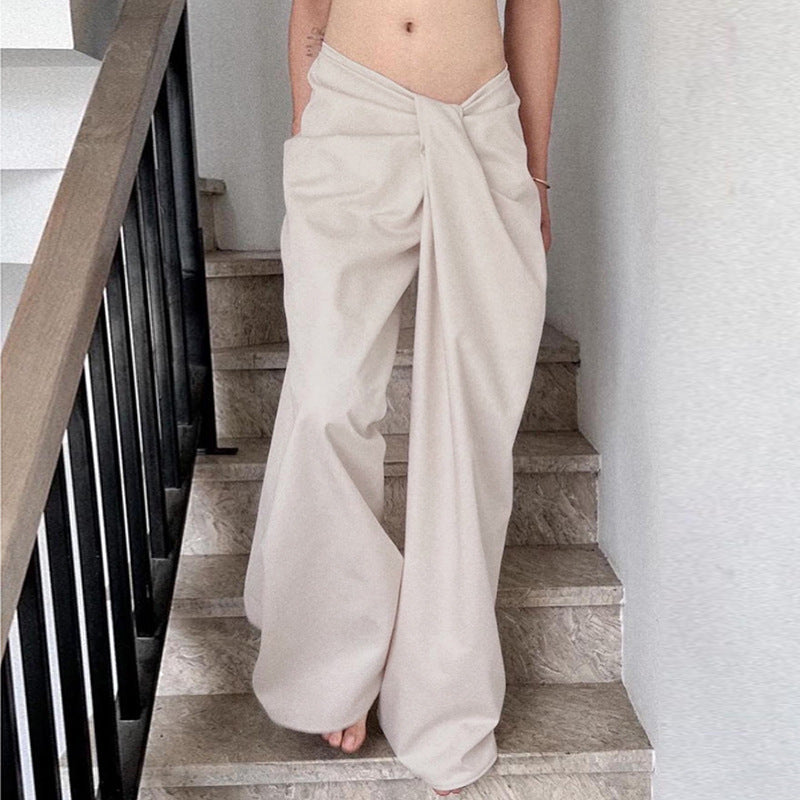 Women's Elegant Palazzo Trousers with Refined Draping