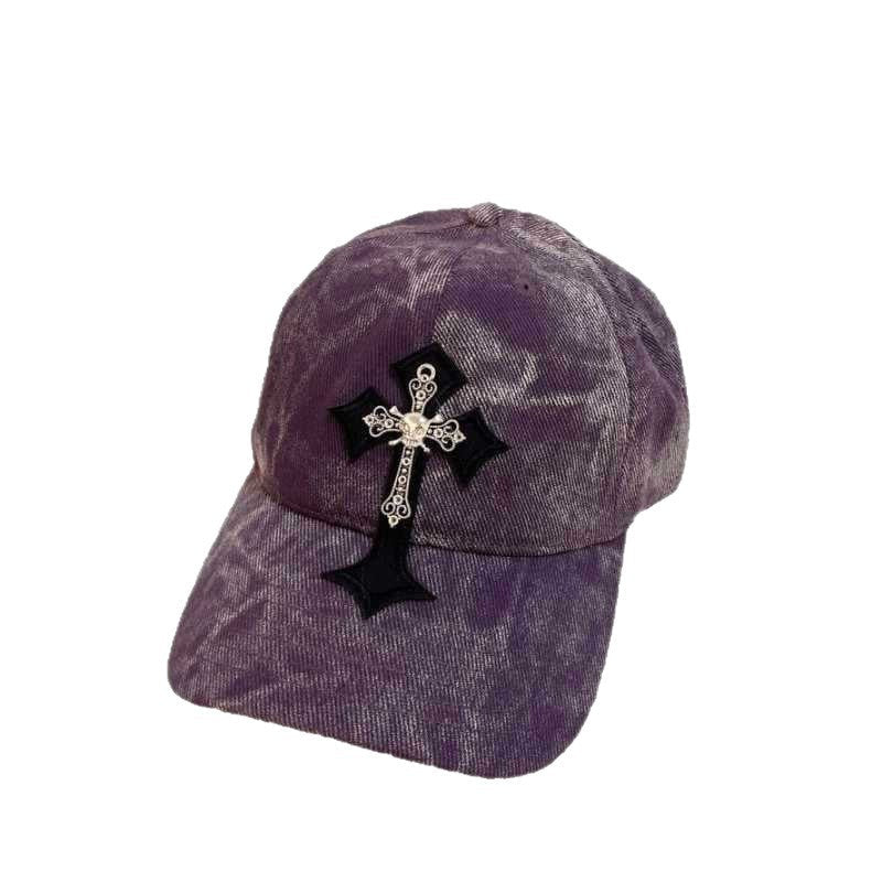 Men's Velvet Embroidered Cross Baseball Cap