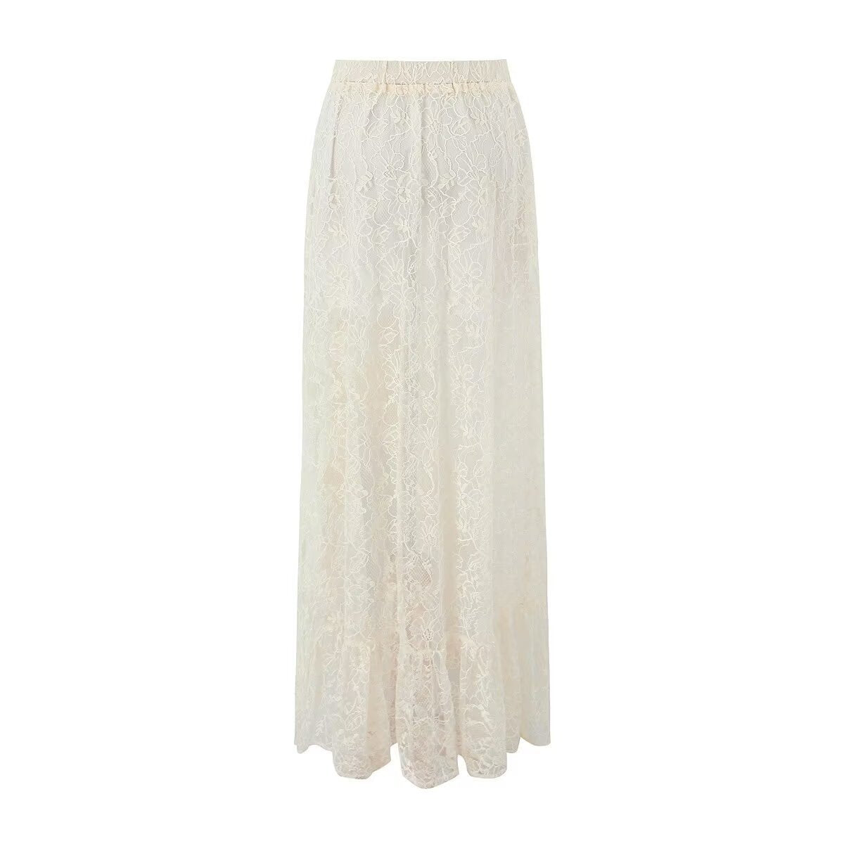 Women's Maxi Skirt with Delicate Lace Design and Seductive Slit
