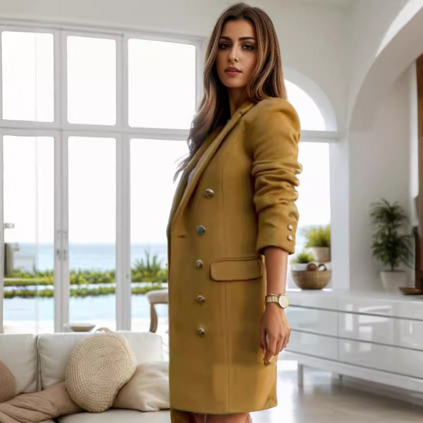Women's Elegant Double-Breasted Blazer Coat