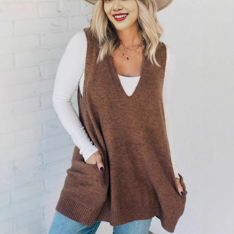 Women's Knit Poncho with Side Pockets