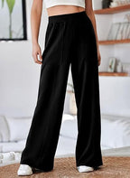 Women's Comfortable and Stylish Leisure Pants with Elastic Waistband and Pockets