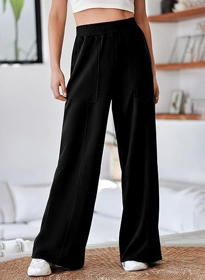 Women's Comfortable and Stylish Leisure Pants with Elastic Waistband and Pockets