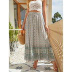 Women's Maxi Skirt with Handmade Pattern and Elastic Waistband