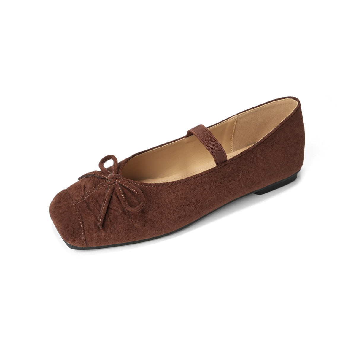 Women's Ballet Flats with Decorative Strap and Comfortable Pleated Design