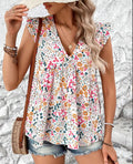 Women's Floral Blouse with Voluminous Sleeves
