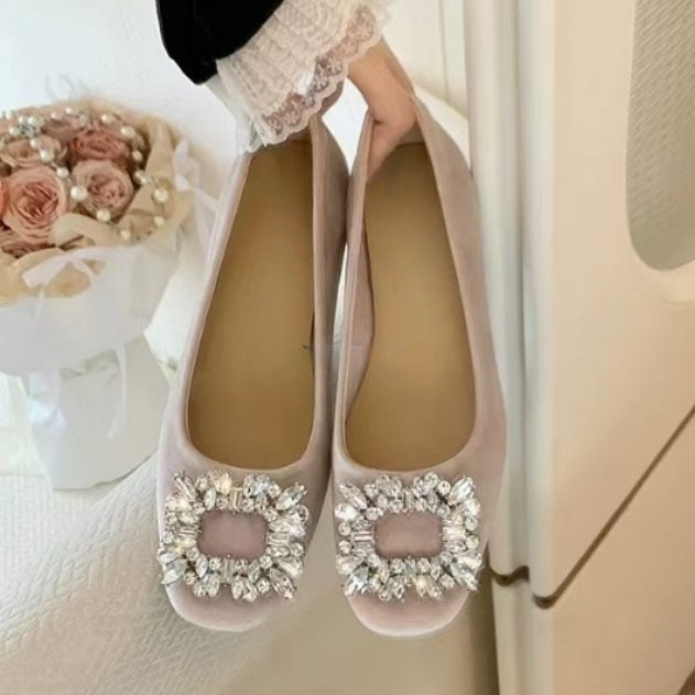 Women's Ballet Flats with Decorative Rhinestone Detail