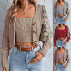 Women's Knit Set with Cardigan and Crop Top