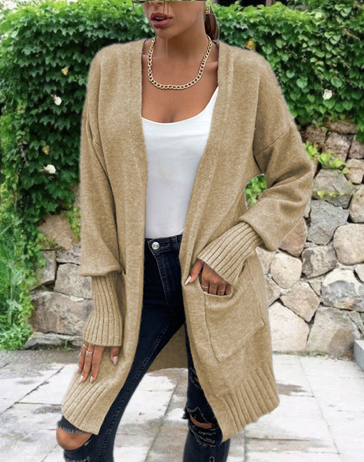 Casual Open-Side Cardigan with Deep Pockets