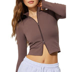 Women's Functional Long-Sleeve Shirt with High Collar and Zipper