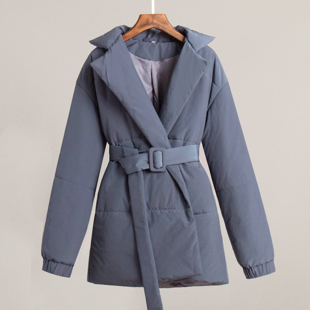Elegant Padded Jacket with Waist Belt
