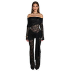 Elegant Lace Jumpsuit with Off-Shoulder Design and Wrap Effect