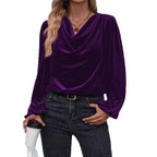 Women's Elegant Viscose Blouse with Cowl Neck
