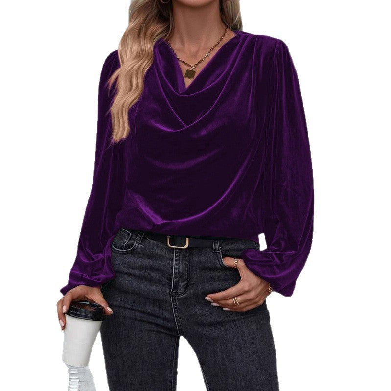 Women's Elegant Viscose Blouse with Cowl Neck