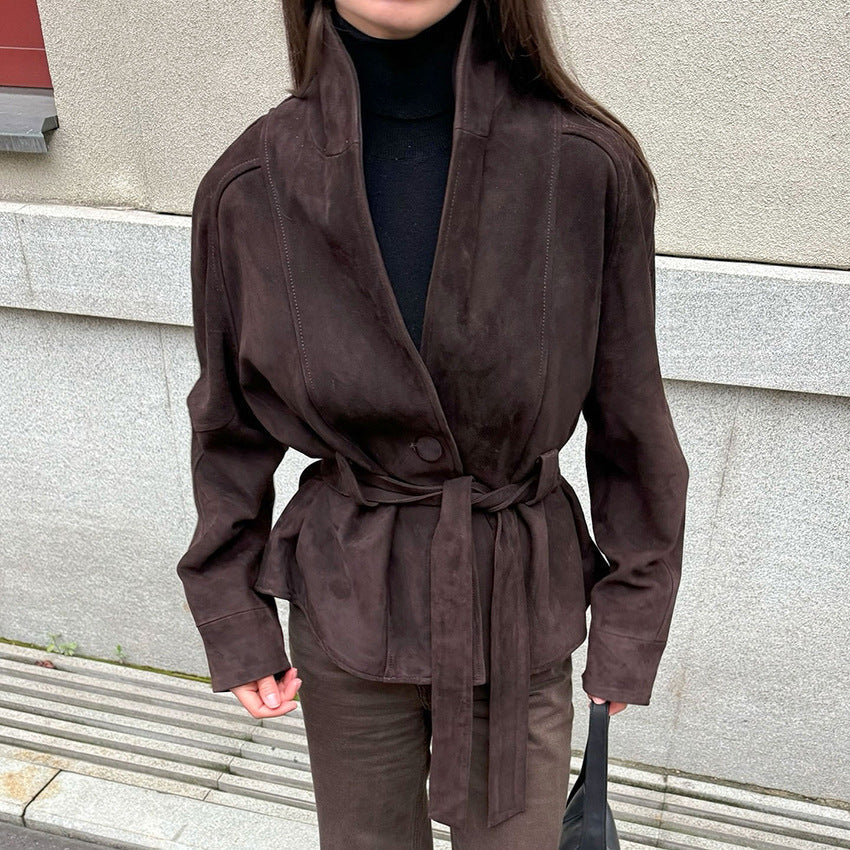 Elegant Reversible Suede Blazer Jacket