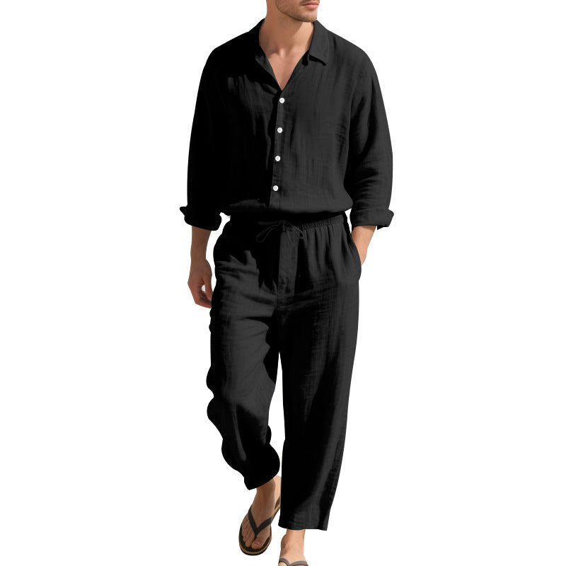 Women's Comfortable Lounge Set with Oversized Shirt and Elastic Drawstring Trousers