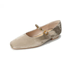 Women's Ballet Flats with Buckle Detail and Velvet Upper