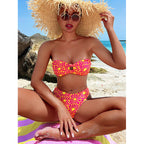 Women's Floral Bandeau Bikini with Adjustable Straps