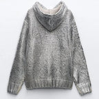 Women's Glitter Knit Hoodie with Kangaroo Pocket