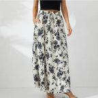 Women's Floral Maxi Skirt with Elastic Waistband