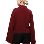 Elegant Oversized Sweater with Wide Cut and Stand-up Collar
