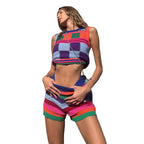 Women's Crochet Summer Set with Colorful Stripes