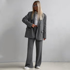Women's Elegant and Casual Double-Breasted Wide-Leg Suit Set