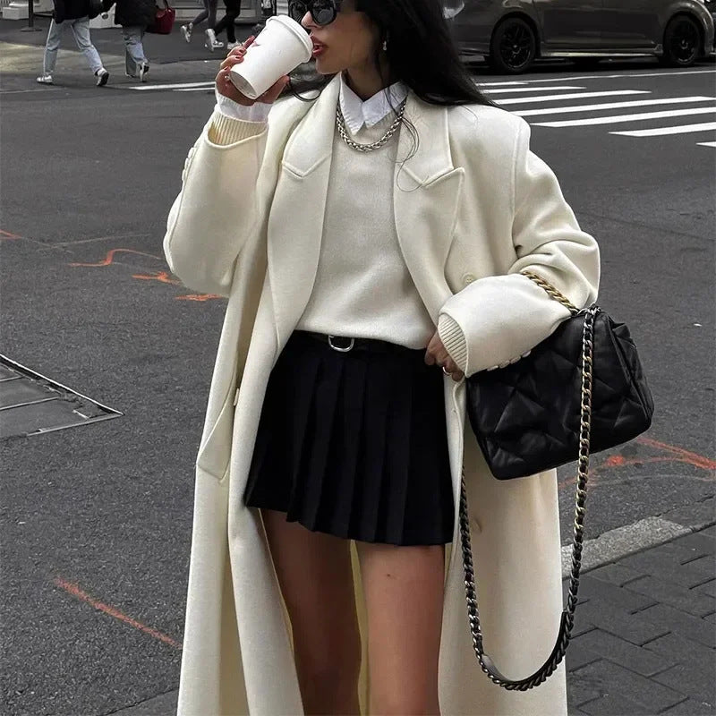 Women's Elegant Flowy Wide-Leg Pants and Blazer Set