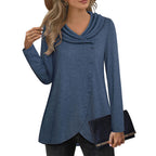 Elegant Women's Blouse with Asymmetrical Hem and Collar