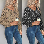 Elegant Blouse with Ruffled Sleeves and Polka Dot Print