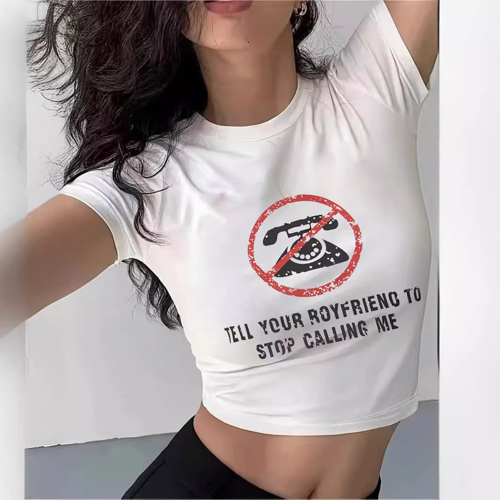 Women's Graphic Slogan Crop T-Shirt