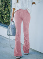 Women's High-Waisted Flared Corduroy Pants
