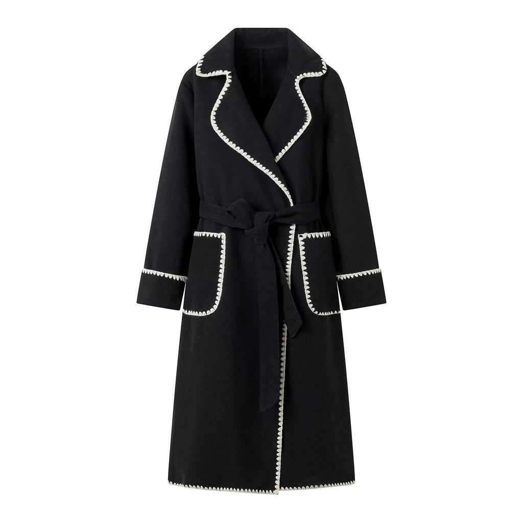 Elegant Transitional Jacket with Decorative Belt and Pockets