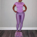 Women's Form-Fitting T-Shirt and Leggings Set