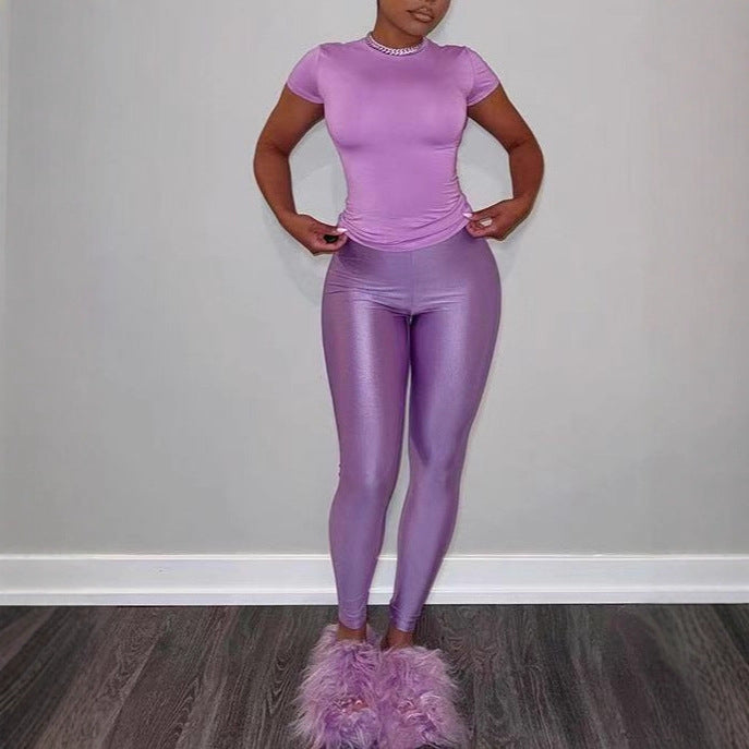 Women's Form-Fitting T-Shirt and Leggings Set