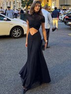 Women's Elegant Wrap Top and Flowing Skirt Set