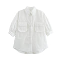 Women's Blouse Shirt with Casual Cut and Practical Chest Pockets