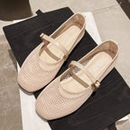 Women's Breathable Ballet Flats with Adjustable Strap