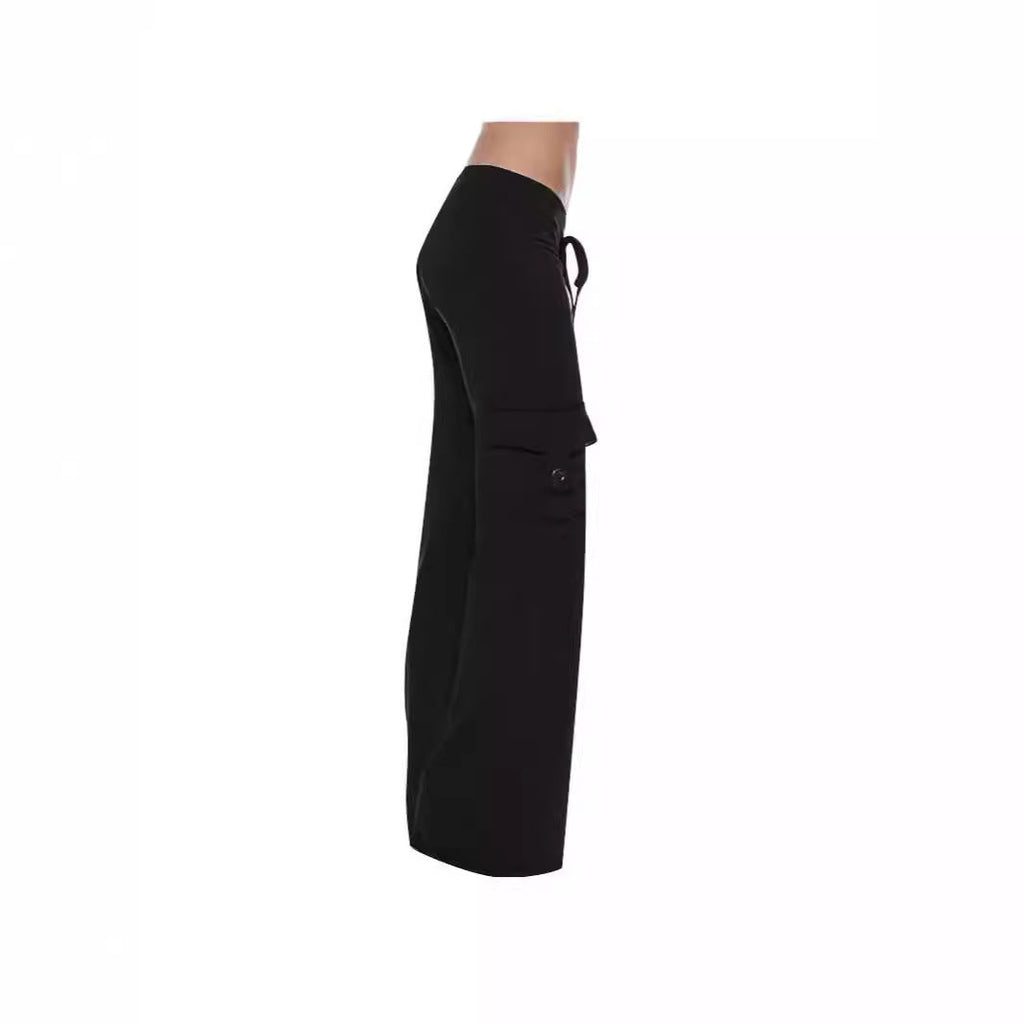Women's Comfortable Casual Pants with Side Pockets and Elastic Waist