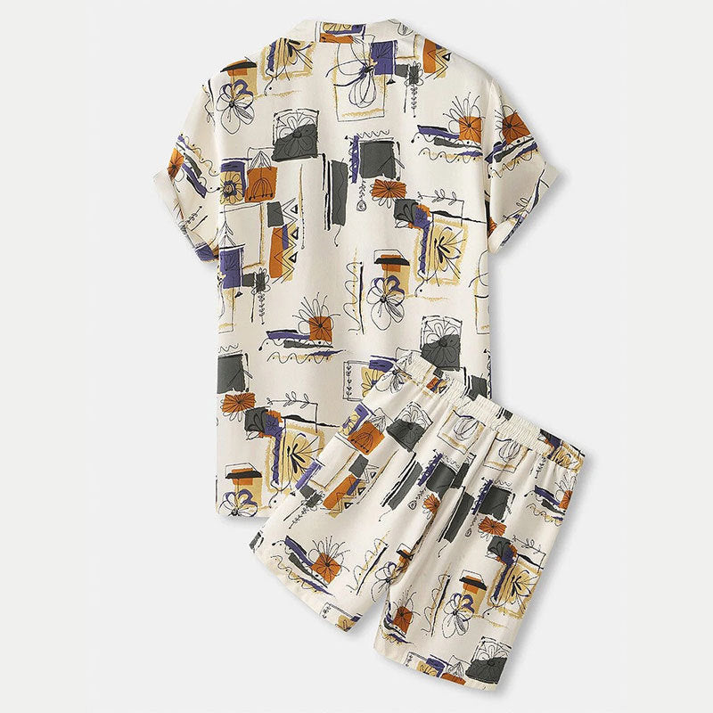 Women's Fashionable Short-Sleeve Set with Floral Pattern