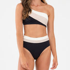 Women's Asymmetrical Crop Bikini Set with High-Cut Bottoms