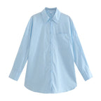 Women's Long-Sleeve Blouse with Elegant Cut and Cotton Fabric