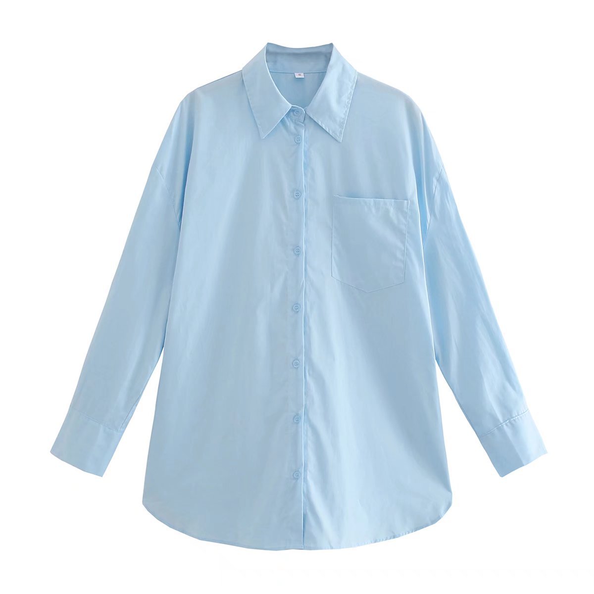 Women's Long-Sleeve Blouse with Elegant Cut and Cotton Fabric