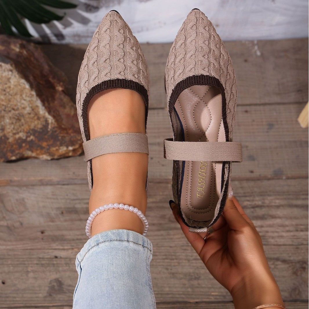 Women's Ballet Flats with Elastic Strap Design
