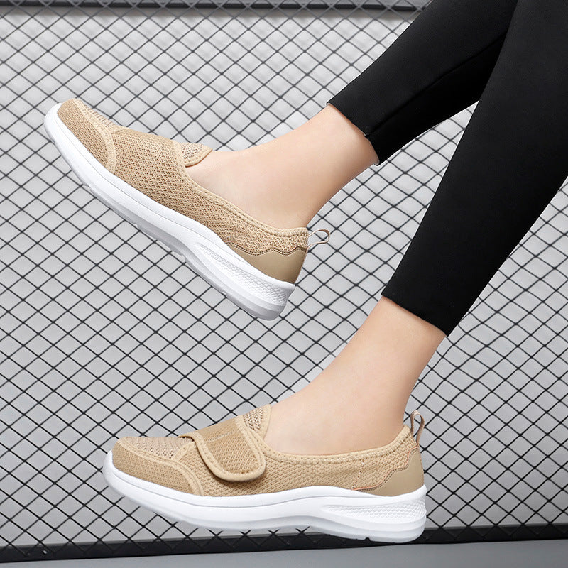 Women's Breathable Slip-On Sneakers with Practical Hook-and-Loop Closure