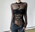 Women's Sleeveless Mesh Top with Snake Design