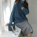 Women's Comfortable Turtleneck Sweater in Wool Blend