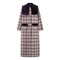 Women's Plaid Trench Coat with Luxurious Velour Details