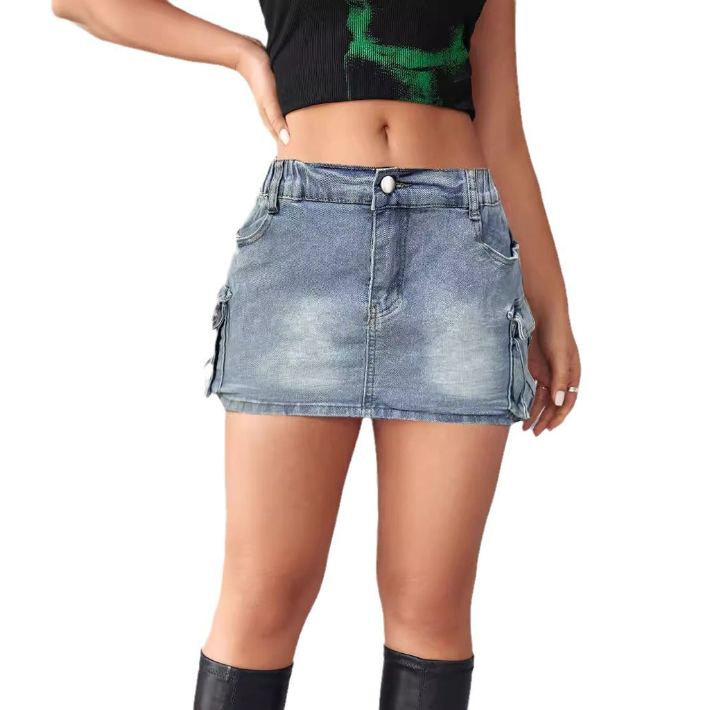 Women's Denim Skirt with Pockets