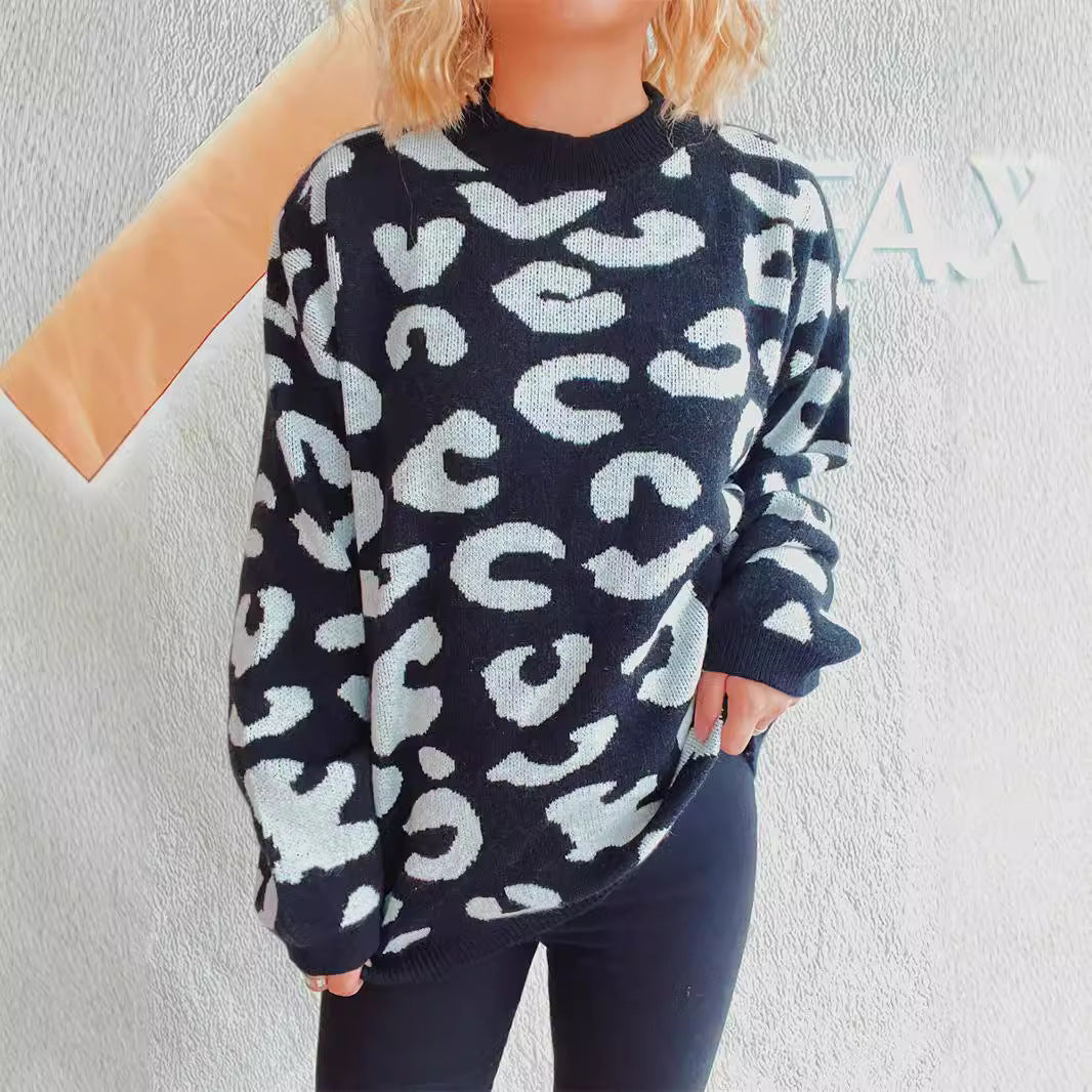 Women's Cozy Modern Leopard Print Sweater
